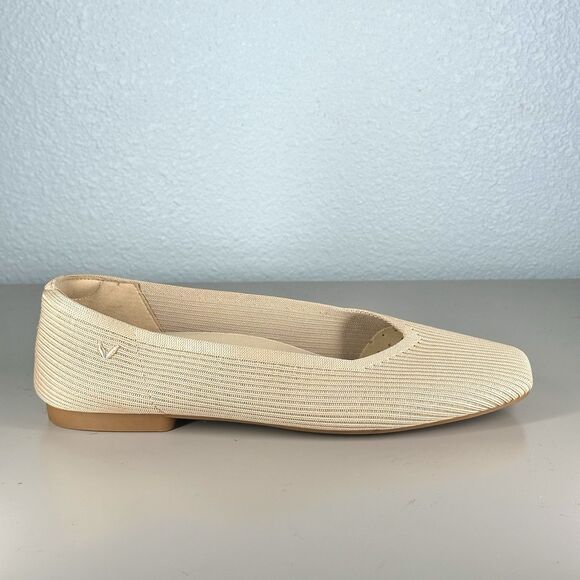 Vivaia Shoes Margot 2.0 Square-Toe V-Cut Flats EU 41 US 9.5 Natural Linen Beige - Picture 9 of 13